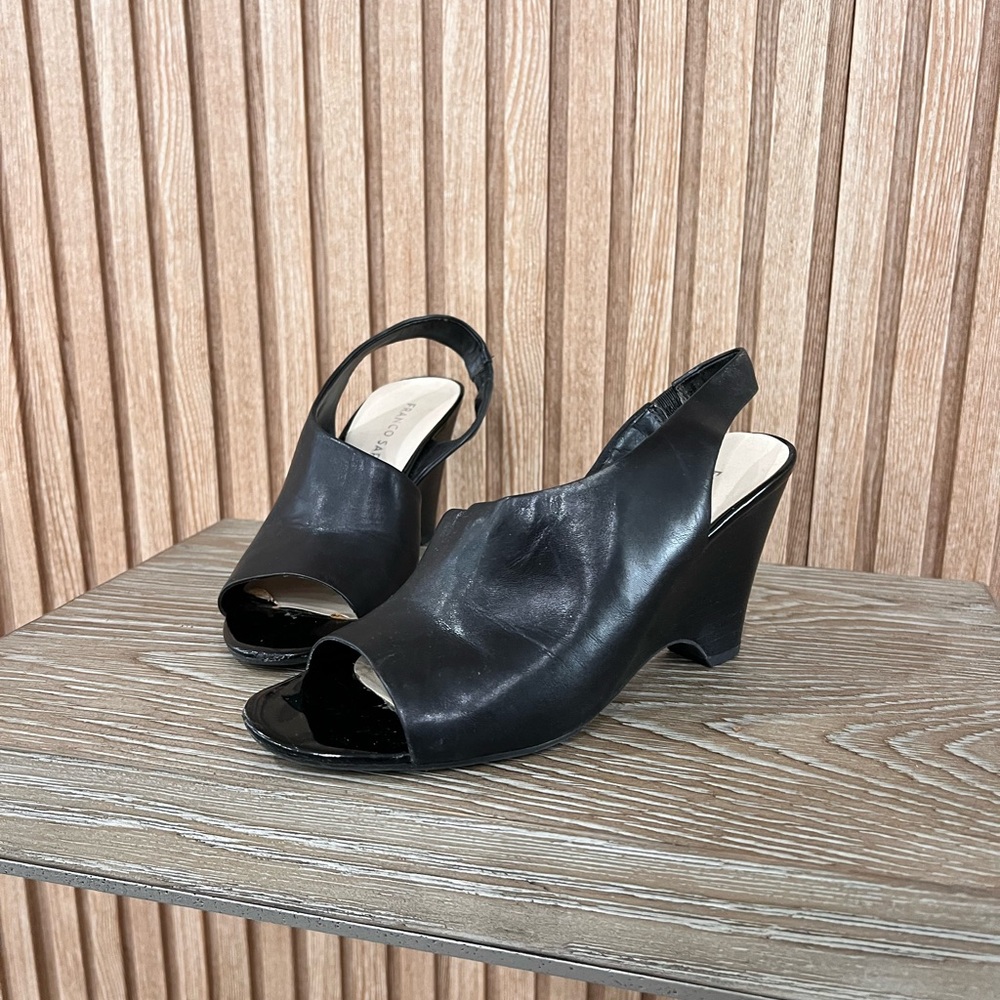 Franco Sarto Black Slingback Wedge Sandals